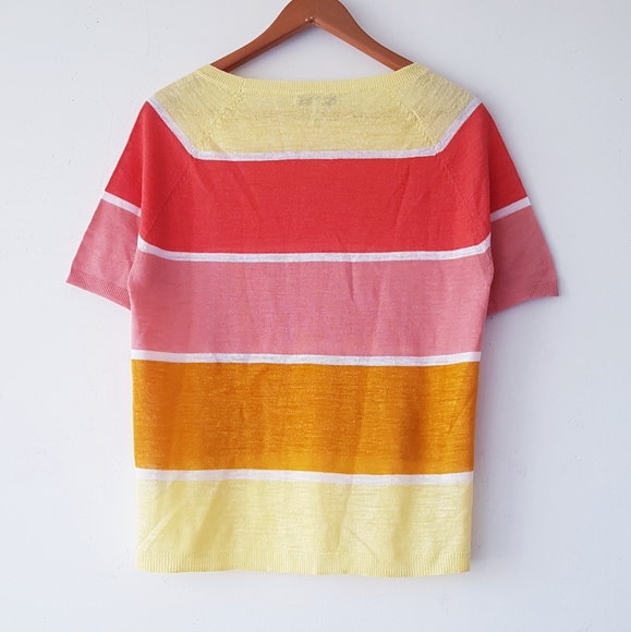 NEXT Colour Block Short Sleeve Linen Blend Top - Picture 8 of 8